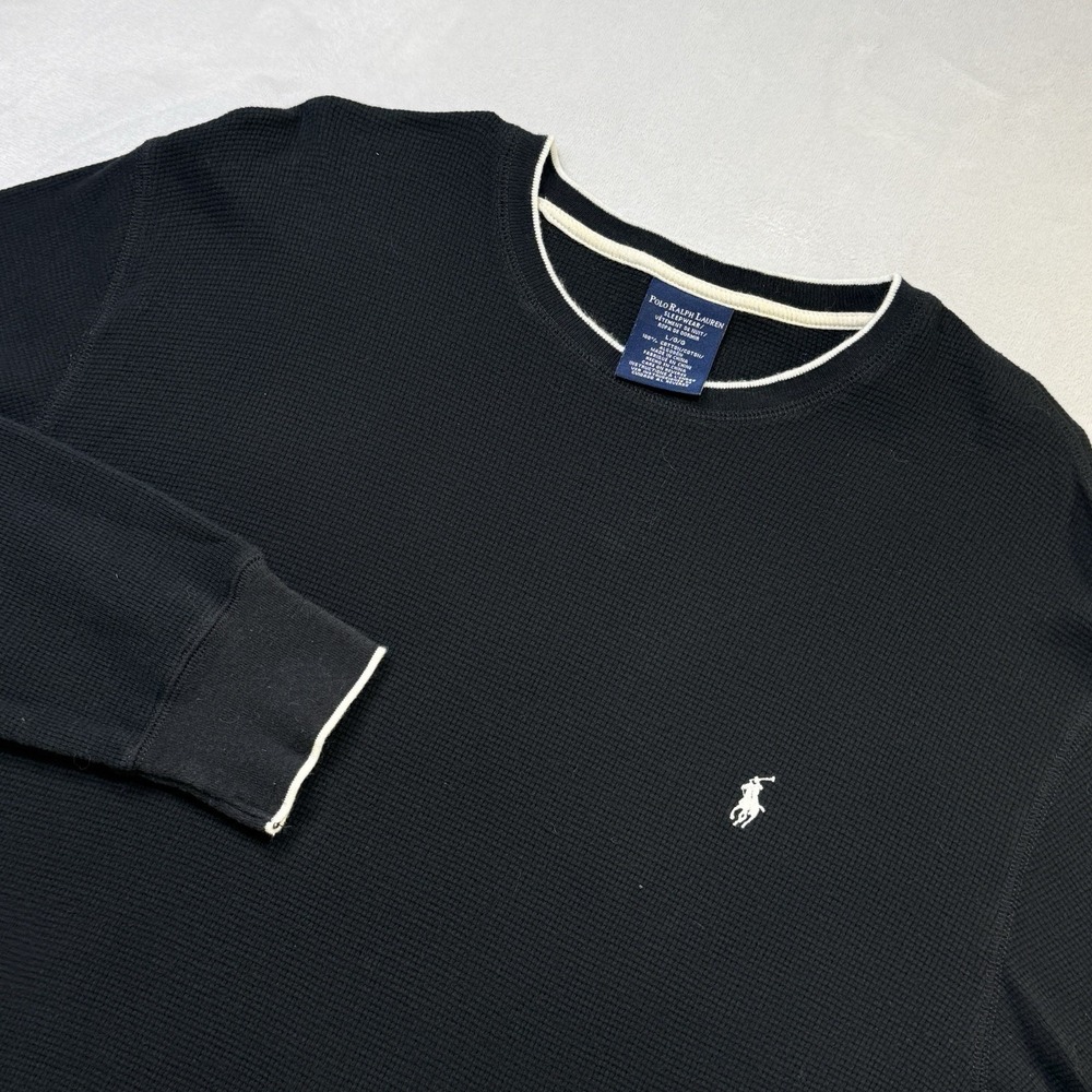 Polo Ralph Lauren Shirt Mens XL‎ Black Bear Waffle Knit Thermal Sleepwear